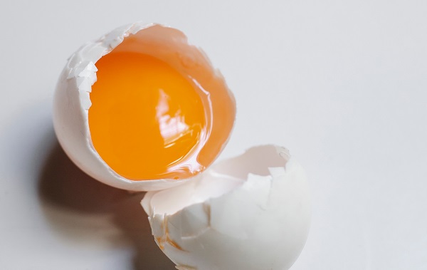 an egg yolk inside eggshell