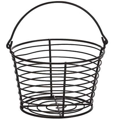 LINCOUNTRY Wire Egg Basket for Gathering Fresh Eggs,Red Egg Baskets for Fresh Egg Farmhouse,Egg Collecting Basket,Round Metal Egg Basket with Handle